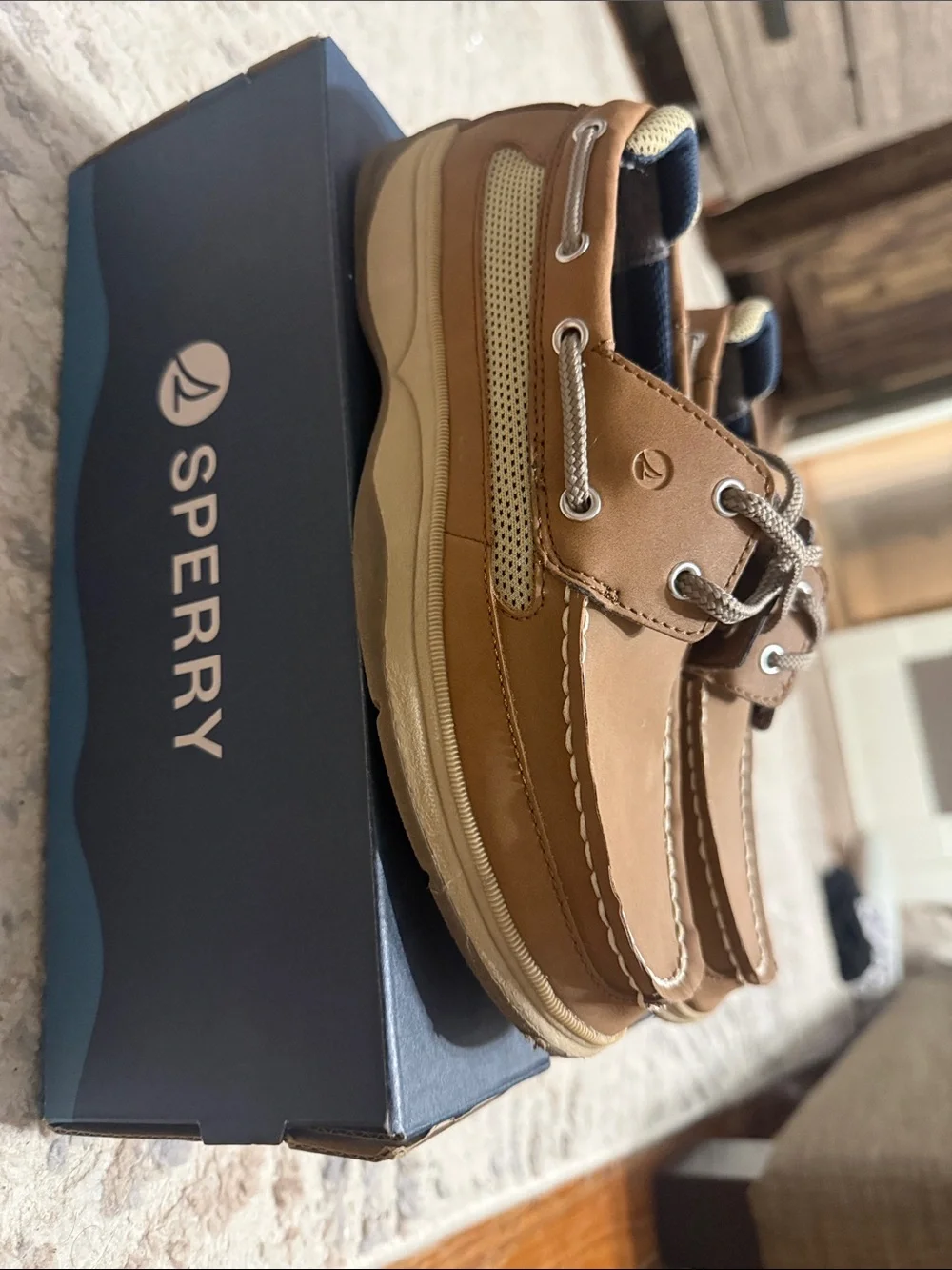 Sperry Kids Tan Leather Moccasin Boat Shoes